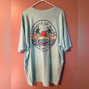 Comfort Colors Miami Hurricanes T Shirt Mens Sz 2XL NCAA Football College Green